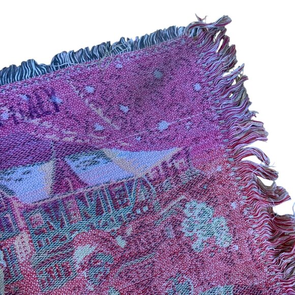 VTG Italian Tapestry Wall Hanging Elegant 19th Century Garden Scene Courting - Picture 10 of 12